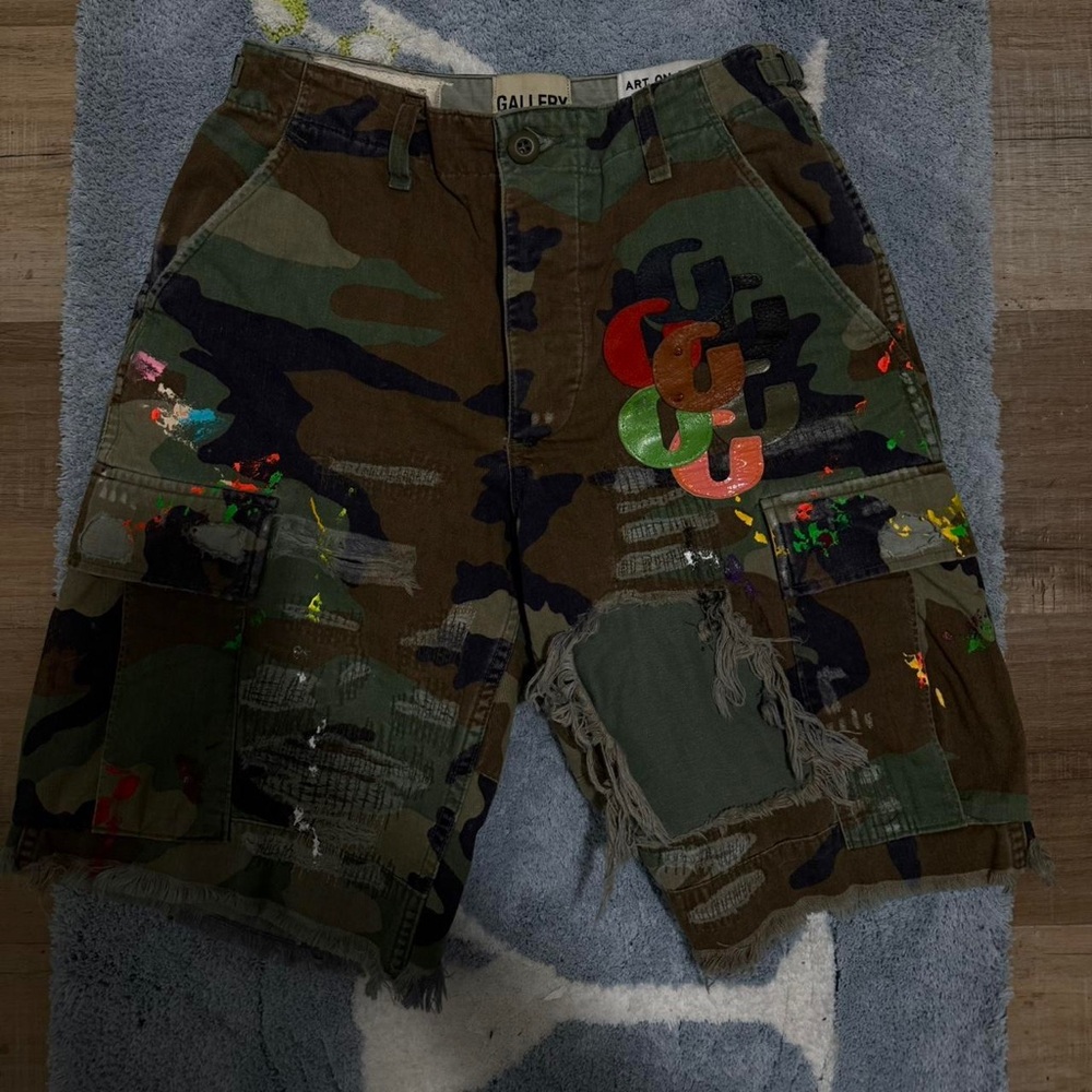 Gallery Dept Green and Brown Cargo Shorts
